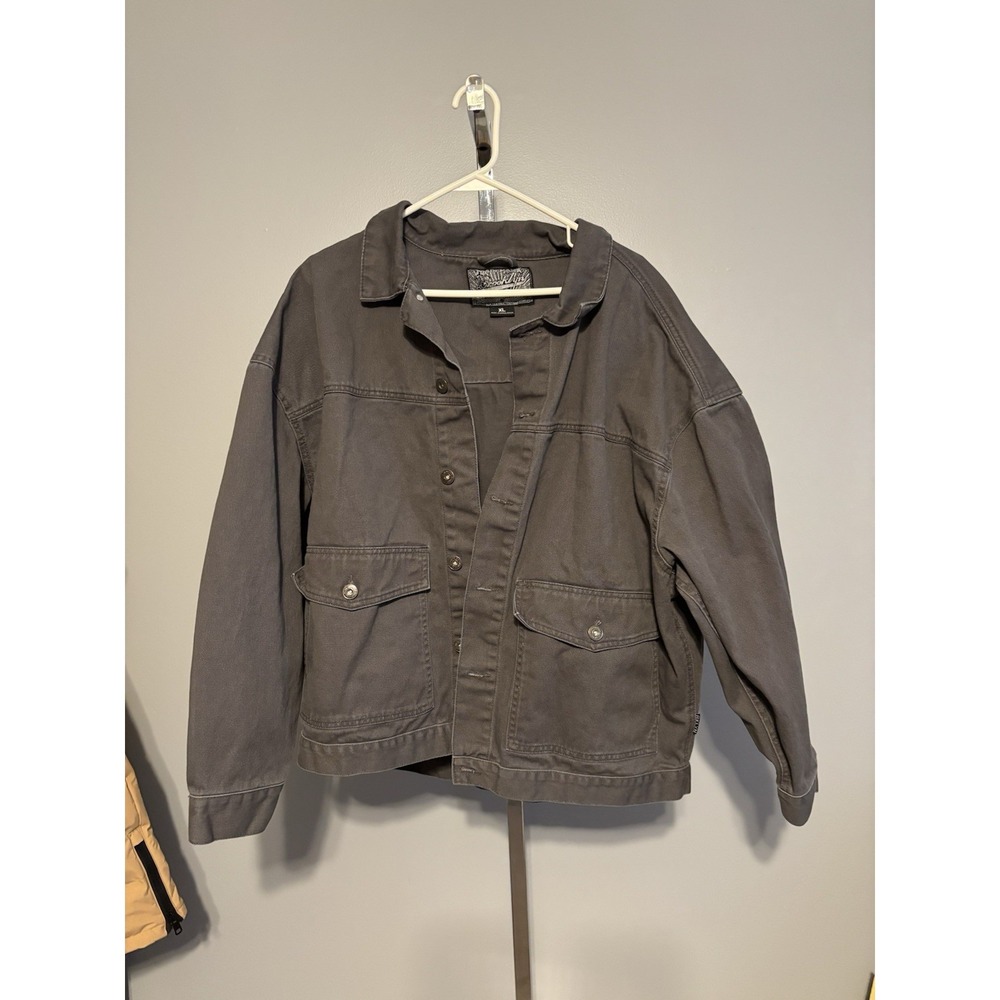 Brooklyn Cloth MFG Trucker Jacket Mens XL Gray Denim Pockets EUC